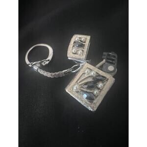 Vintage Sam Fink Inc Mini 1960's 70's Lighter Japan Keychain Key Ring W/Pearls